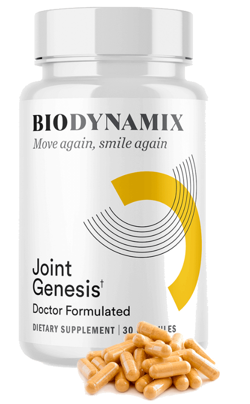 Joint Genesis Biodynamix joint supplement bottle with capsules